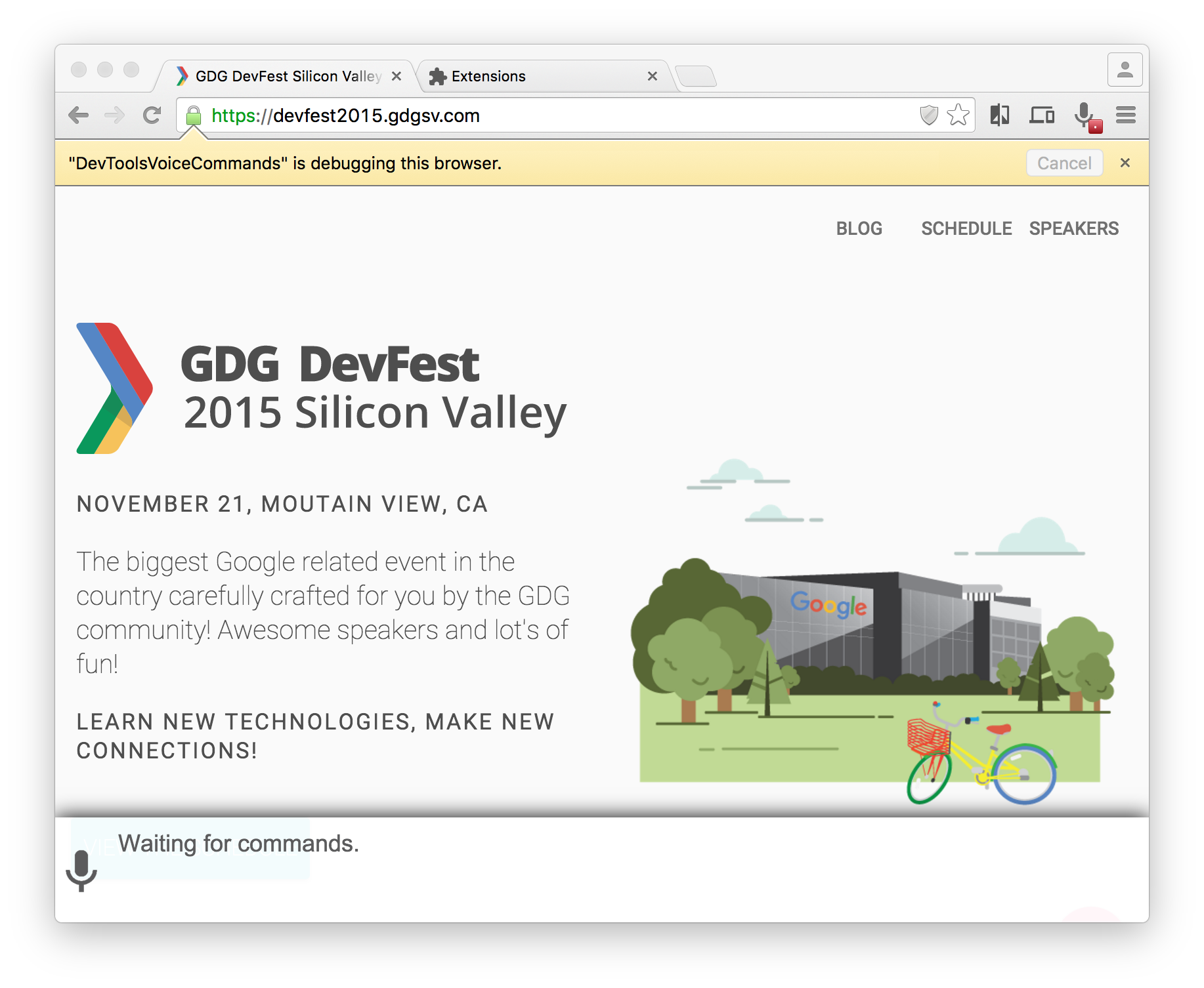 DevTools voice commands
